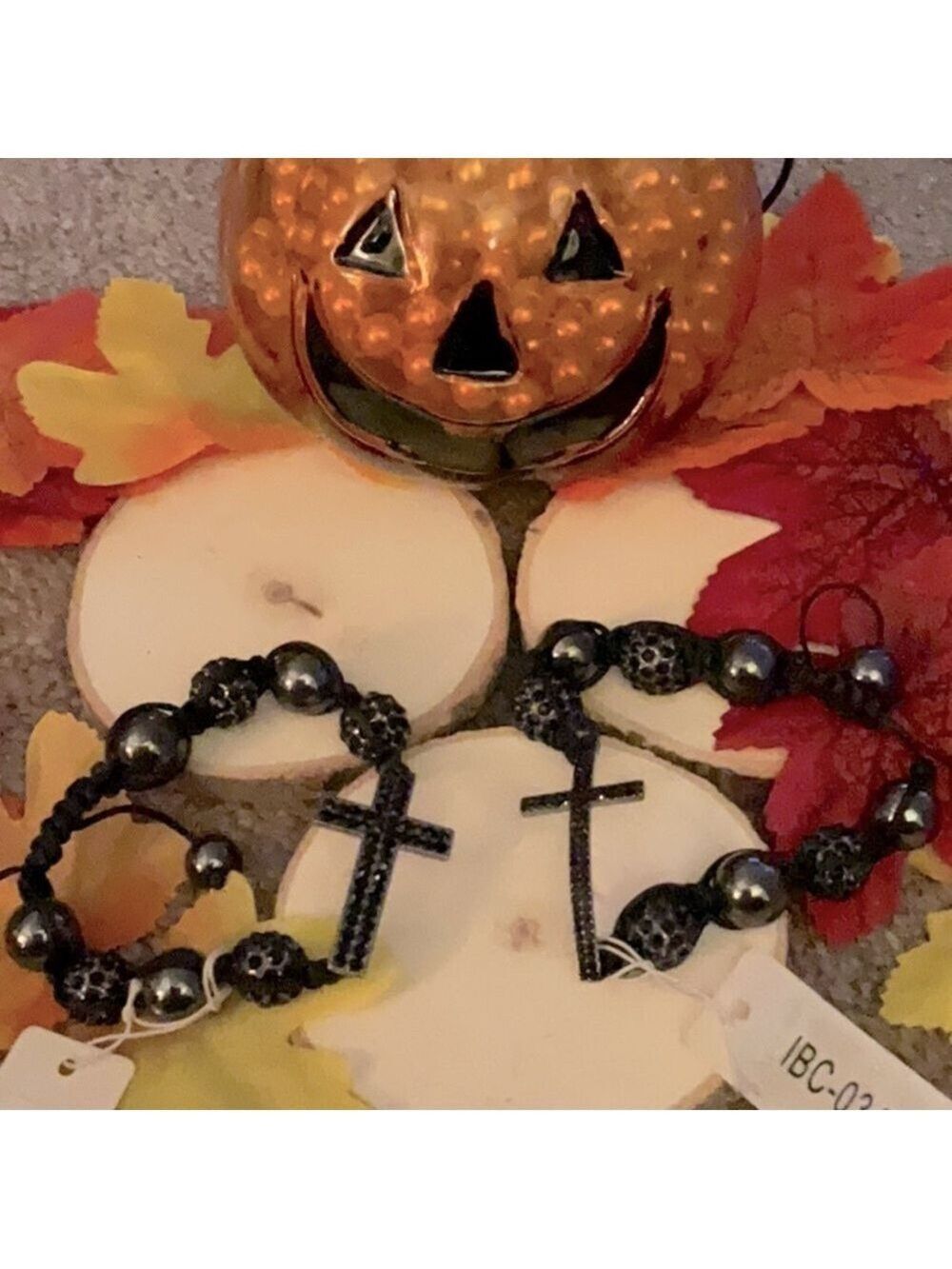 Black Rhinestone Cross Bracelet